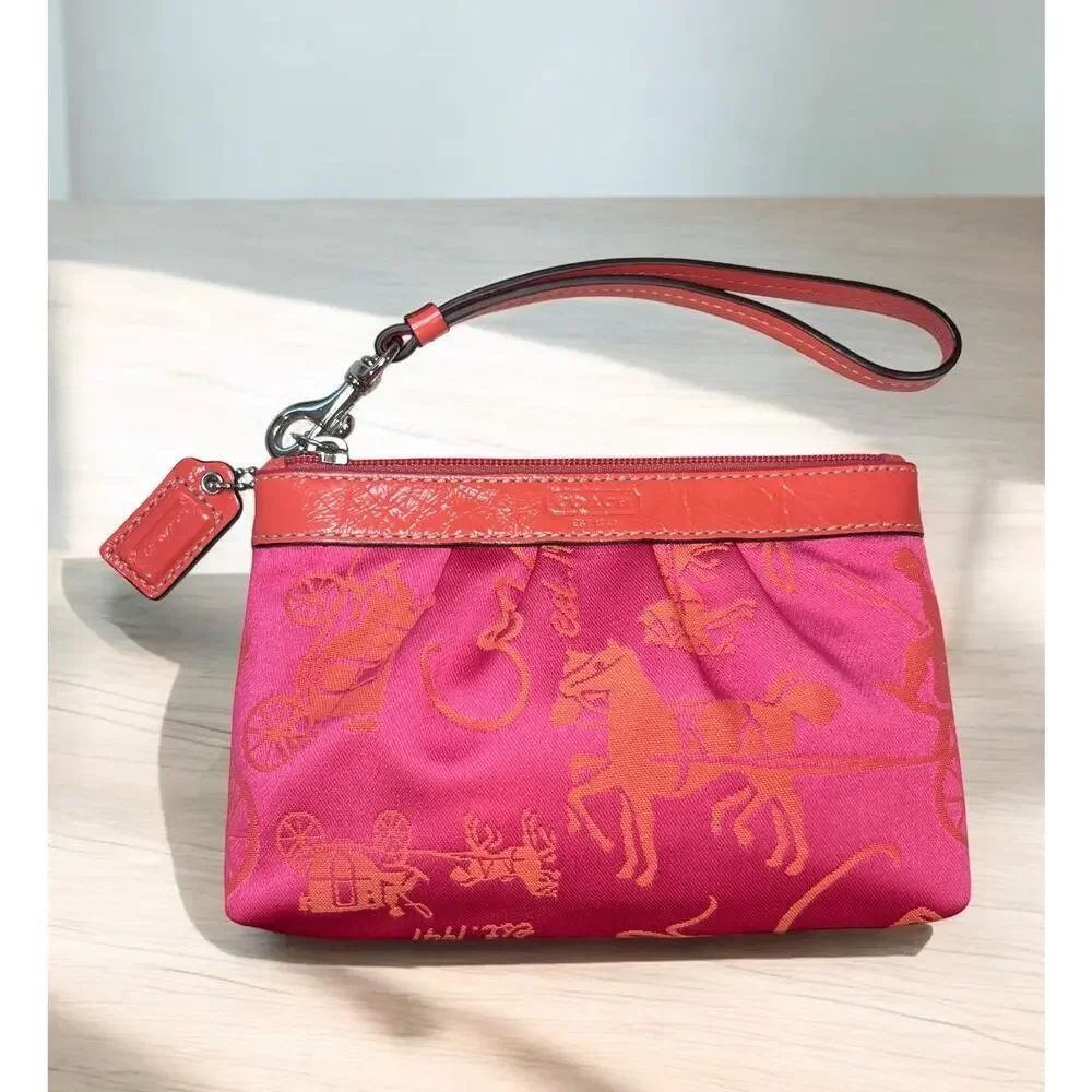 Y2K Coach F14480 Horse & Carriage Sateen Hobo Bag & Pleated Wristlet